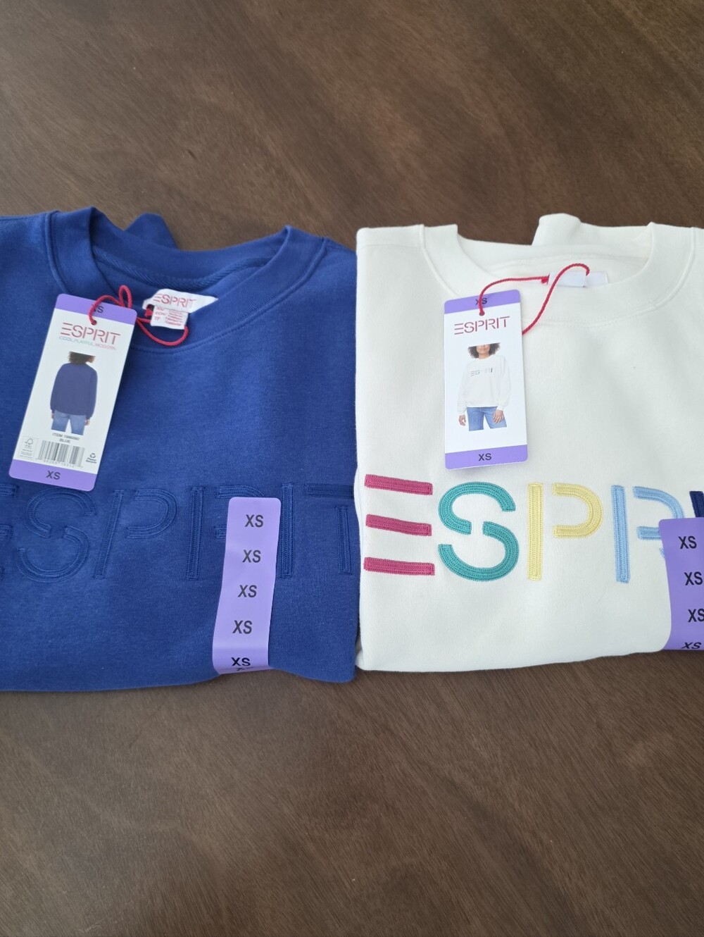 Esprit XS Sweatshirt Set of 2 Blue and White Embroidered Logo NWT